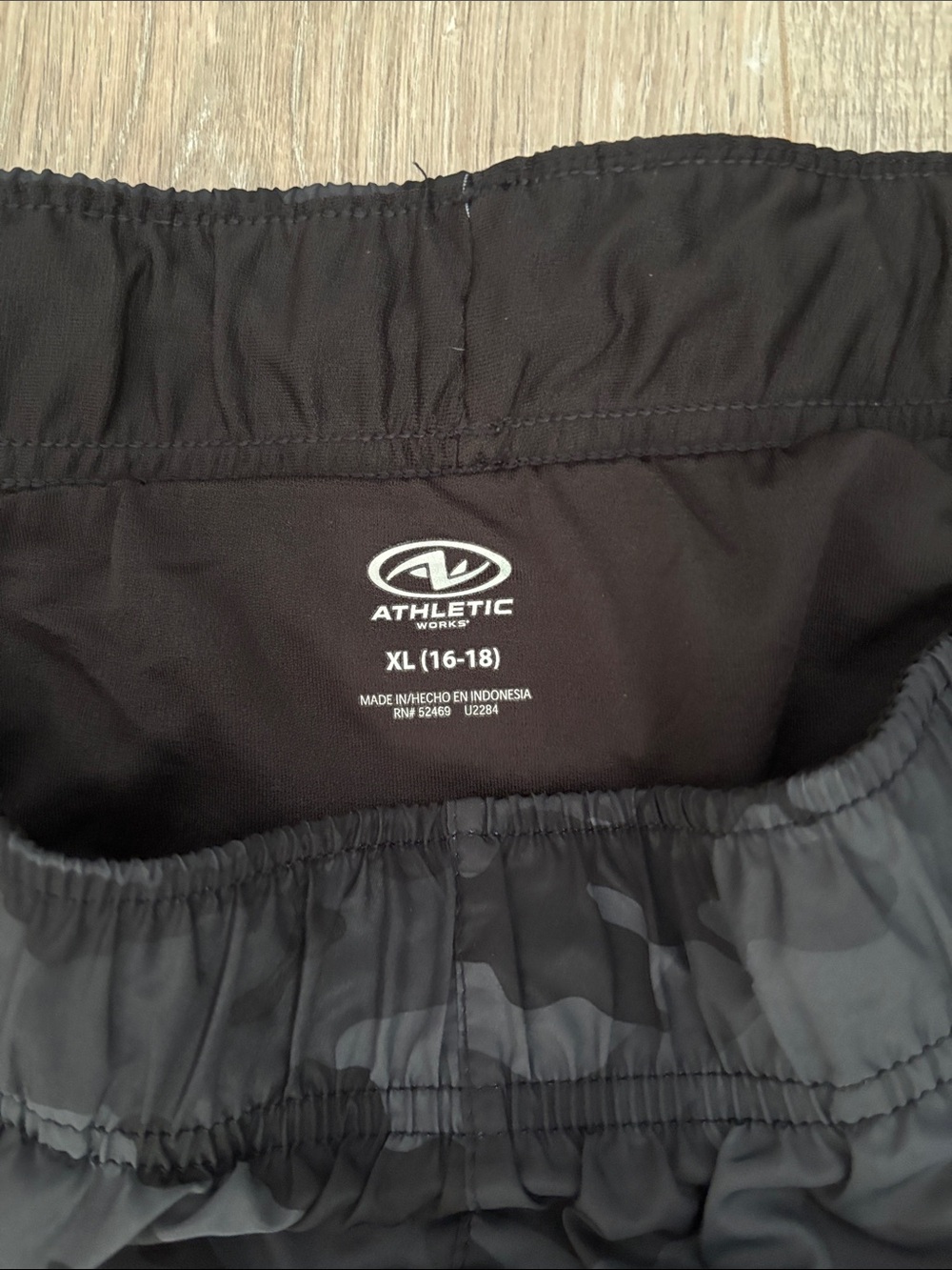 Athletic Works Women's Dark Gray Camo Athletic Shorts - Picture 2 of 3